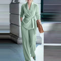 Fall Casual Fashion Tie-Front Pants + Top 2-Piece Set