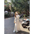 Women's Spring French Trendy Long Sleeve Hollow-Out Loose Knit Top 2026 - Yellow