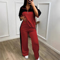 Spring-Summer Sporty Casual Wide Leg Pants 2-Piece Set