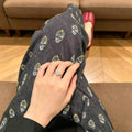 Summer Retro Casual Printed Lightweight Elastic Straight Leg Pants