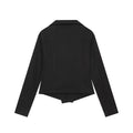 Women's 2026 Fall Lapel Collar Fitted Cropped Set | 2 Piece Outfit Set - Black