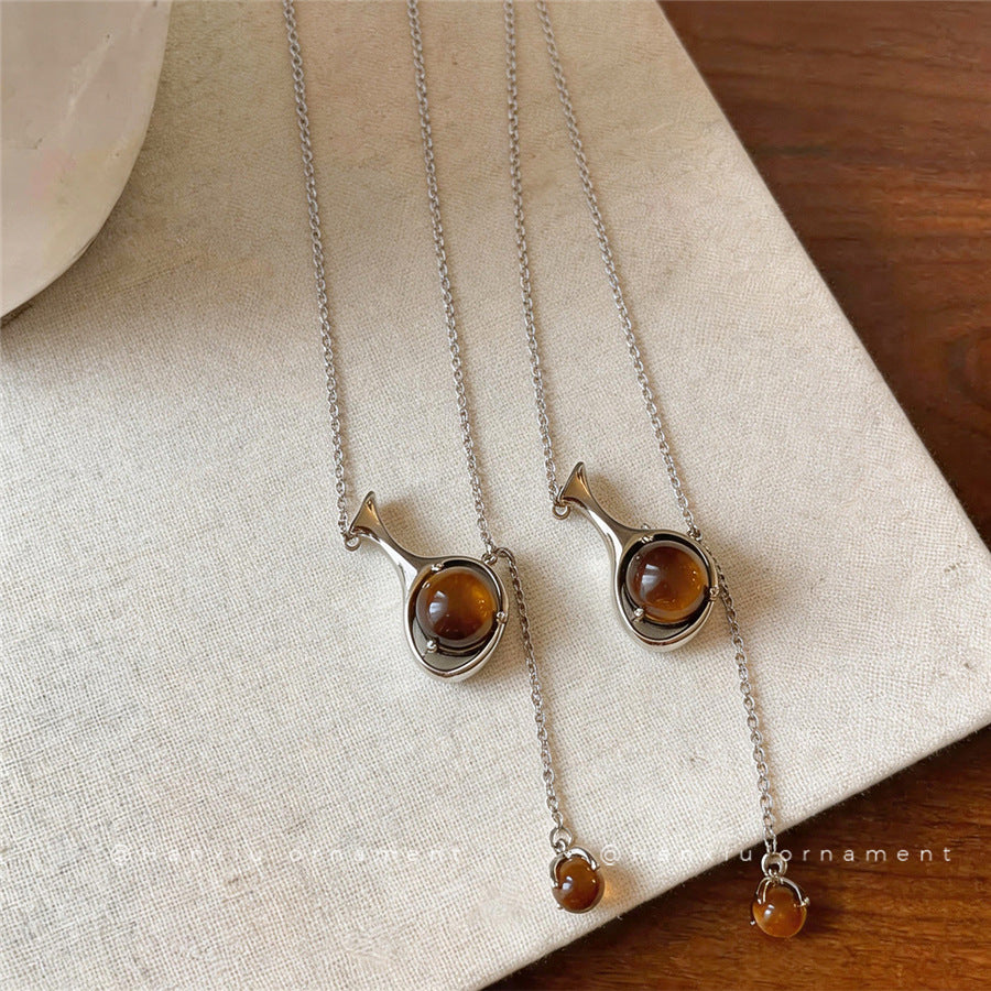 Maillard Brown Oval Pendant Necklace - view 4
