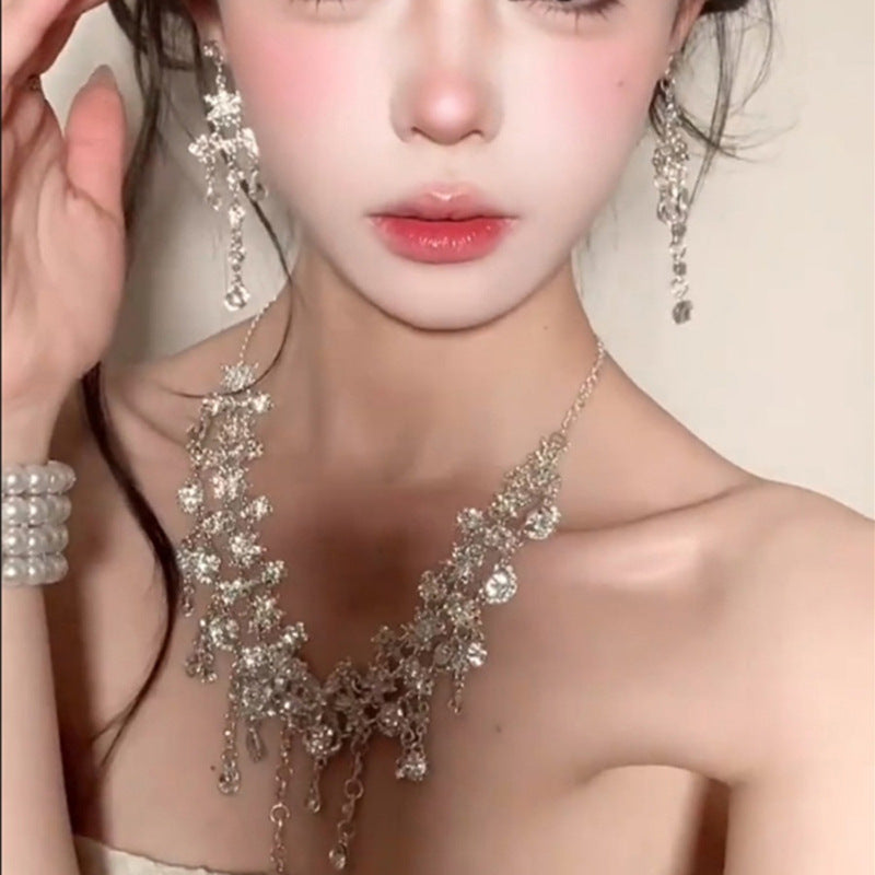 Sparkling Zircon Butterfly Flower Pendant Necklace - view 8