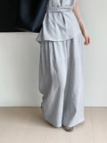 Slimming V-Neck Tie-Front Waist-Tie Wide Leg Pants + Top 2-Piece Set