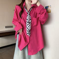 Women's Summer Casual Elegant Long Sleeve Loose Shirt 2026 | Casual Shirt - Rose Red