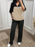 Spring-Summer Sporty Casual Wide Leg Pants 2-Piece Set