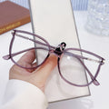 New Anti-Blue-Light Reading Ultra-Light Bare Face Crystal Big Frame Glasses Women Artsy Frame Hyperopia Glasses Versatile Plano
