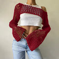 Women's Fall Casual Sexy Wool Flared Sleeve Cropped Flared Sweater 2026 - Green