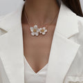 EU/US Import Accessory Elegant Colorful Droplet Oil Flower Pendant Necklace Fresh Sweet Petal Clavicle Chain Necklace