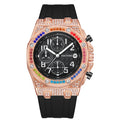 PINTIME Men Watch Colorful Crystal Rubber Berry Multifunction 6 Hand Date Watch Men Niche Waterproof Quartz Watch