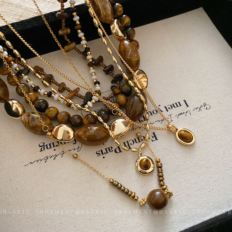 Brown Tiger's Eye Butterfly Pendant Necklace - view 4