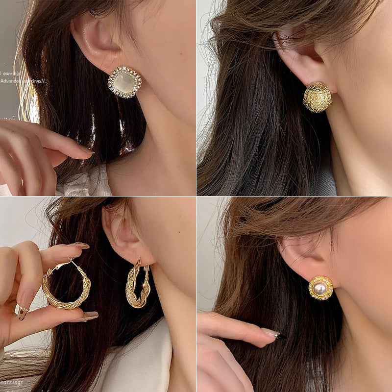 Vintage Gold-Tone Stud Earrings - view 2