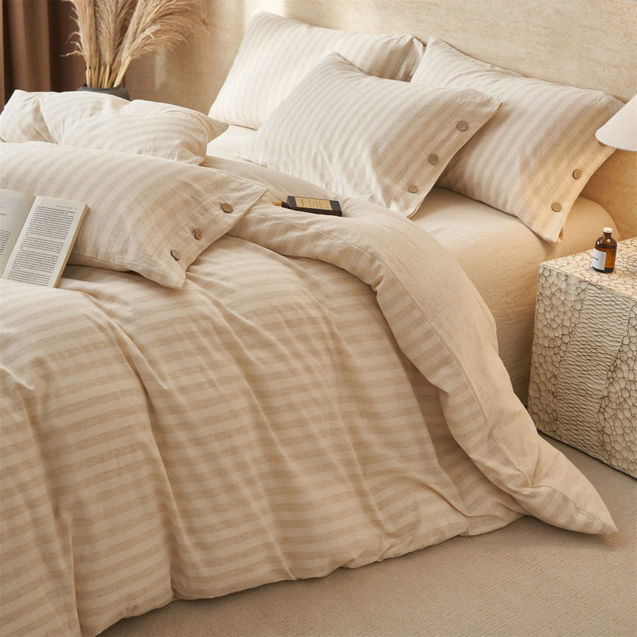 Premium Cotton-Linen 4-Piece Bedding Set – Natural Textured Styles - view 2