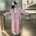 Girls' Knit Hoodie & Wide-Leg Pants Set