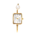 Cross-Border Export Niche Light Luxury Simple Influencer Breeze Small 4th Square Pearl Bangle Watch Open End Bracelet Quartz