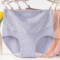 pure cotton mid-high waist plus size women's underwear lace cotton crotch plus fat enlarged briefs m