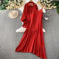 Casual Slimming Long Sleeve Lightweight Loose Dress + Shirt + Camisole 2-Piece Set