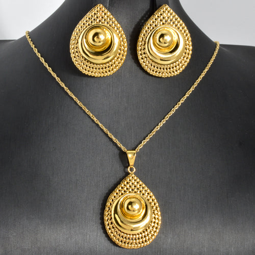 Overseas Africa Bride Jewelry Party Breeze Polka Dot Teardrop Bangle Earrings Necklace Statement Set Women