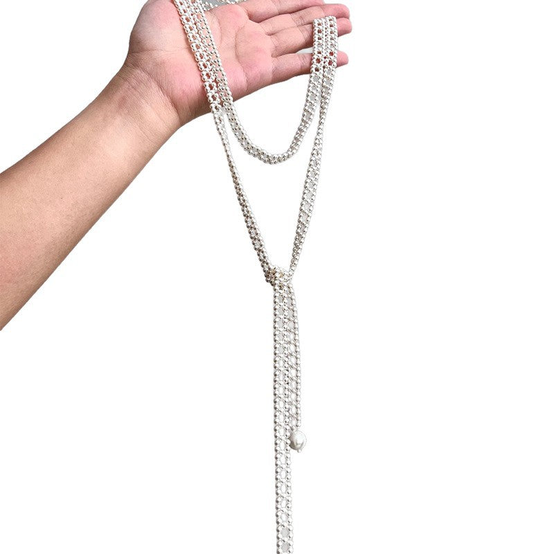 French Layered Round Pearl Beaded Necklace - view 5