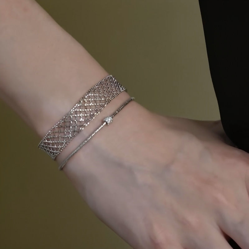 Minimalist Metal Mesh Wrap Bracelet - view 2