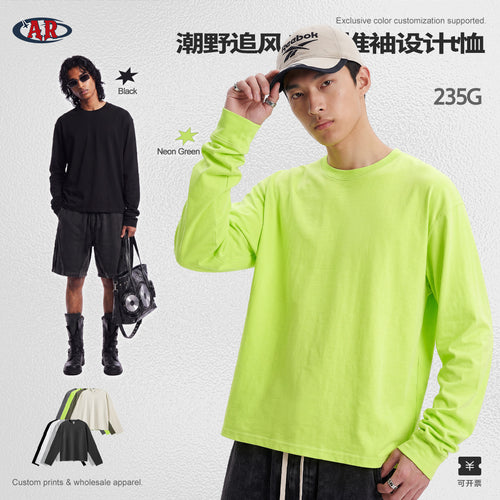 ARTIE Unisex American Pure Cotton Boxy Cropped Loose Fit Puff Sleeve T-Shirt