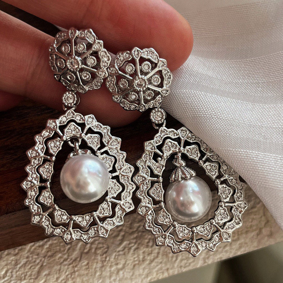 Sparkling Rhinestone Bow Drop Earrings - view 3
