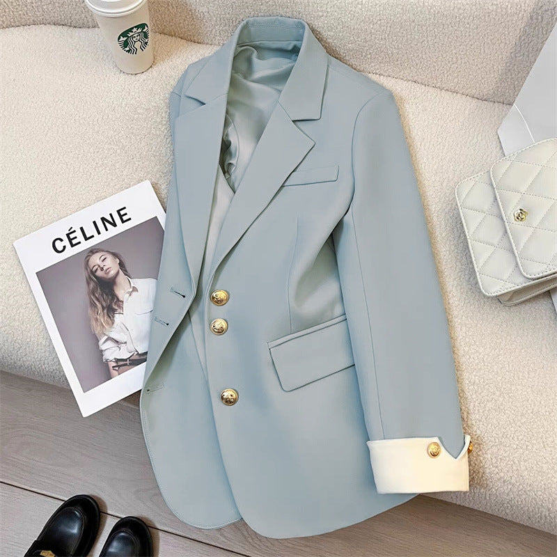 Women's Fall Korean Designer Blazer + Top 2026 | Casual Blouse - Black