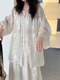 Summer New Chinese Embroidered Heavy Sun-Protection Shirt + Skirt 2-Piece Set