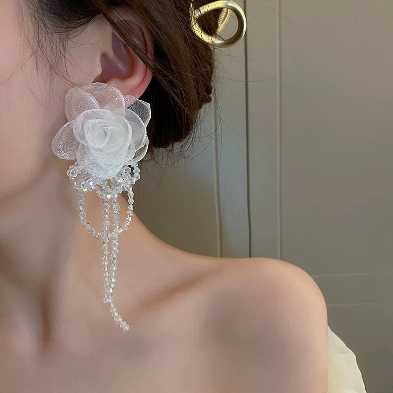 Vintage Pearl Flower Statement Earrings - view 2