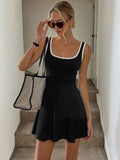 Women's Sporty U-Neck Contrast Tennis Dress