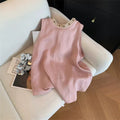 Women's Summer Ethnic Slimming Linen Beaded Tank Top + Shorts 2-Piece Set 2026 - Pink Set