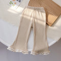 Girls' Solid Flared Pants with Lace Trim - Fall