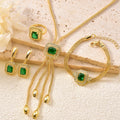 EU/US Import Jewelry 18K Gold Huawei Beauty Gem Necklace Earrings Set Ring Bracelet Set India Women Banquet Set
