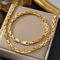 Western Trendy New Ten Lettering Square Band Clasp Chain Personality Necklace Bracelet Set Chunky Chain 2-Piece Set Overseas Jewelry