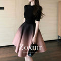 Summer Chanel-Style Elegant Short Sleeve Gradient Skirt Set