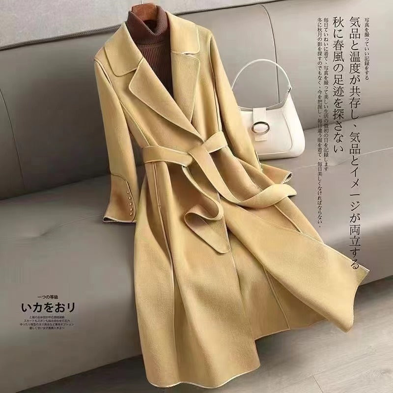 Fall-Winter Versatile Minimal Wool Mid-Length Long Jacket + Coat