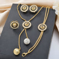 India Jewelry set Full Diamond Lion Head Set Earrings Necklace Ring Wedding Necklace Set