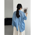 Summer Korean Casual Tencel Long Sleeve Slit Striped Sun-Protection Shirt + Jacket