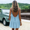 Solid Color Backless Slip Dress - European Style Casual Summer Maxi Dress