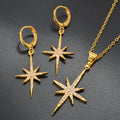 Overseas Bestseller Western Designer Style Fashionable High-End Cubic Zirconia Gold-Plated Earrings Pendant Jewelry Set Fashionable Versatile