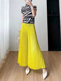 Summer Fashion Slimming High Waist Pleated Swing Loose Wide Leg Pants + Pants
