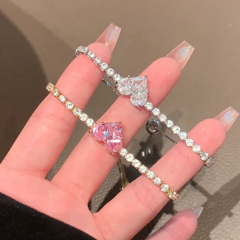 Korean Zircon Heart Circle Bracelet - view 3
