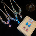 Vienna Old Dream Crystal Color Gem Oval Round Jewelry Set Imperial Breeze Banquet Necklace Light Luxury Niche Necklace