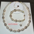 Cyan Island French New Ball Shape Crystal Pearl Spliced Necklace Beaded Bracelet Premium Elegant Light Luxury Set