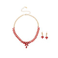 Cubic Zirconia Wheat Ears Stud Earring Necklace Set Accessory Women Western Tassel Light Luxury Premium Dead Stock Design Detail Niche