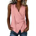 Spring-Summer Casual Sleeveless Tie-Front Shirt
