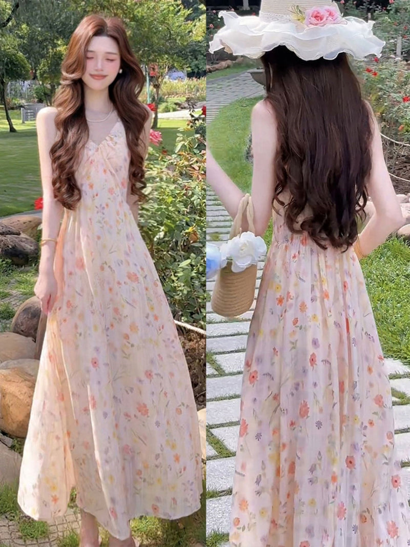 Women's Summer French Elegant Floral Dress + Camisole + Skirt 2026 - As Pictured