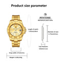 PINTIME Gold Rolex Watch Men Mechanical Self-Winding Movement Premium Formal Full Precision Steel Mens Watch Waterproof Watch