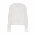 Ramie Tencel Crew Neck Tie-Front Shirt