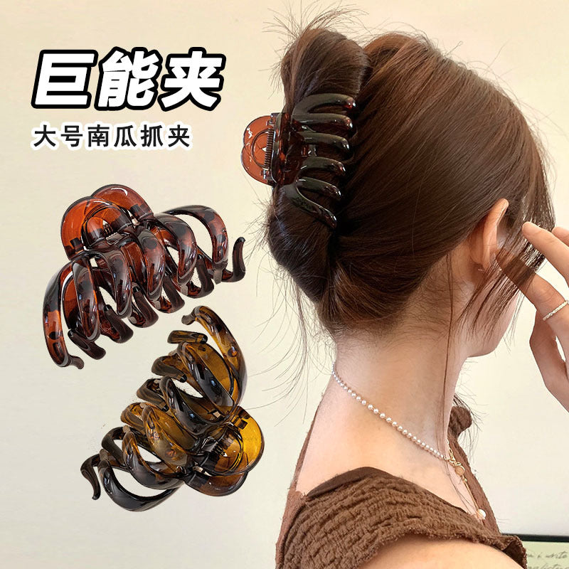 巨能抓~南瓜抓夹大号发量多鲨鱼夹2025新款高级感后脑勺盘发发夹